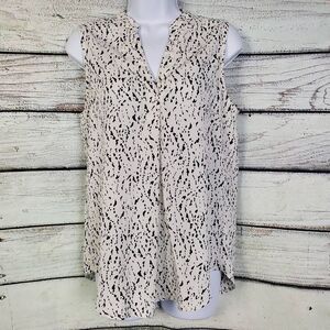 Staccato Women’s Small Black White Animal Print Sleeveless Blouse